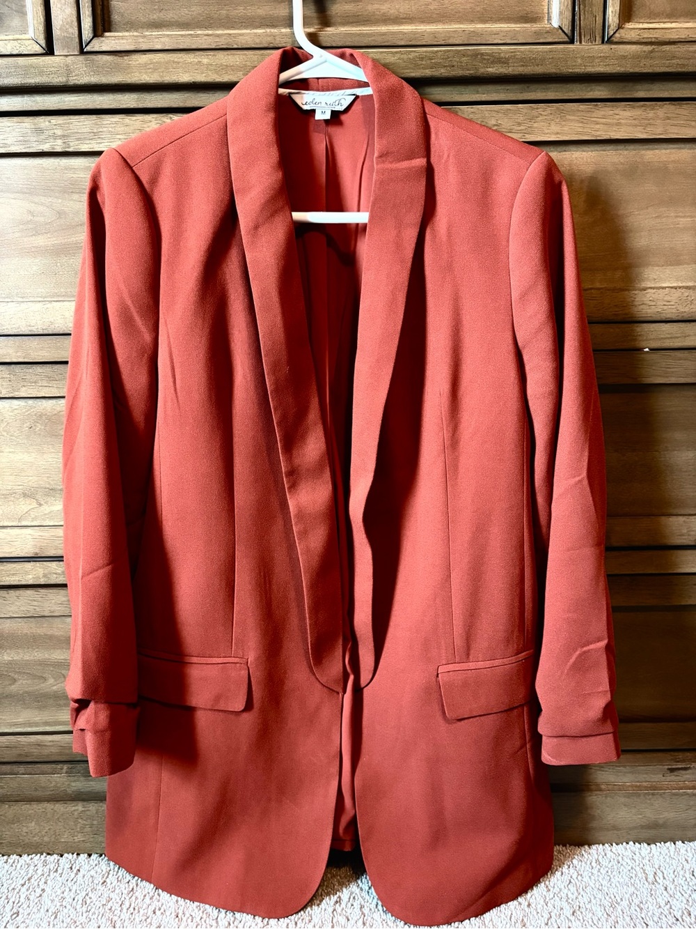Rust orange Open-Front Blazer Jacket